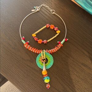 Colorful Beaded Necklace and Bracelet Set